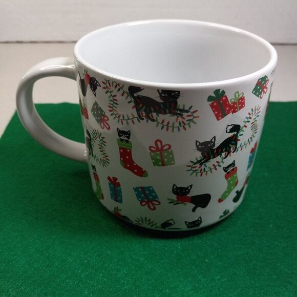 John Bartlett Pet Mug Cats Stockings/Packages/Lights Cottagecore Grandmacore - Picture 1 of 7